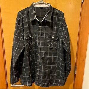Vese xxl black plaid long sleeve button down shirt
